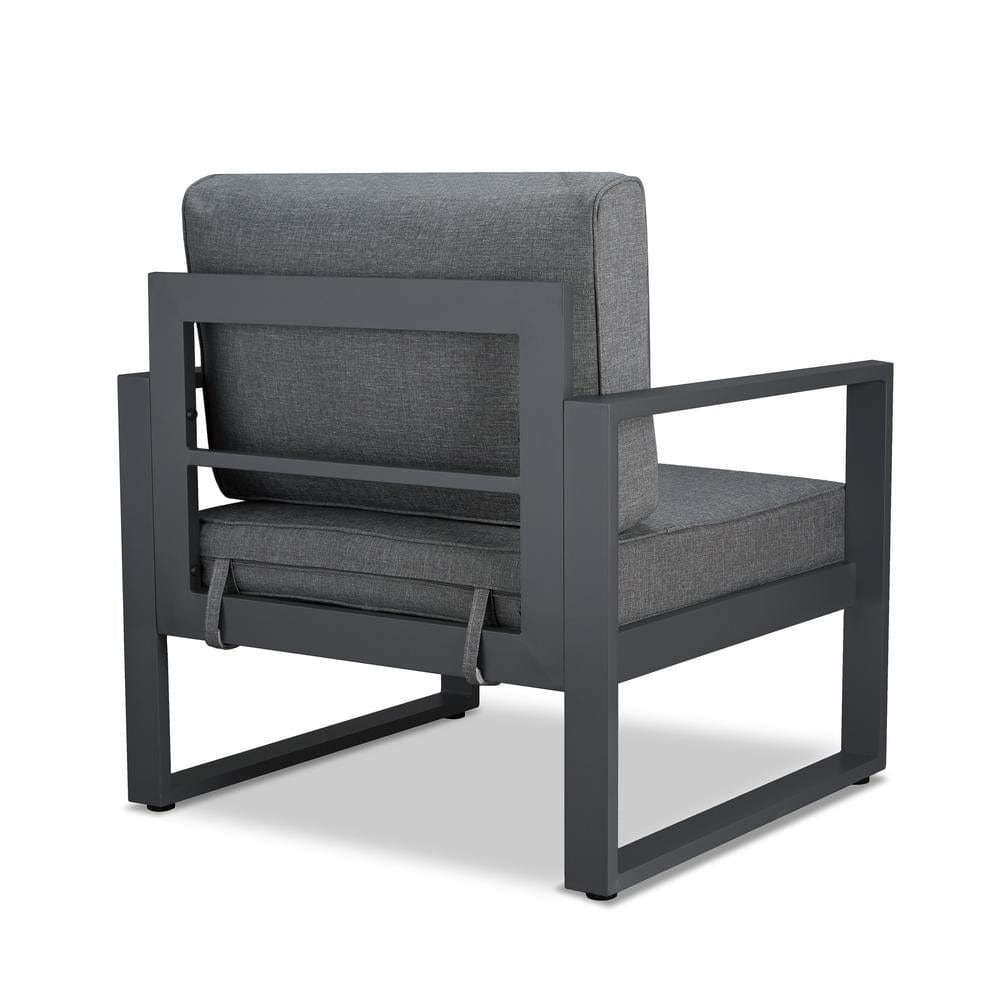 Baltic Outdoor Chair Set in Gray Aluminum Frame with Gray Cushions - Outdoorartpross