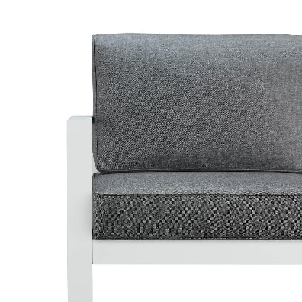Baltic Outdoor Chair Set in White Aluminum Frame with Gray Cushions - Outdoorartpross