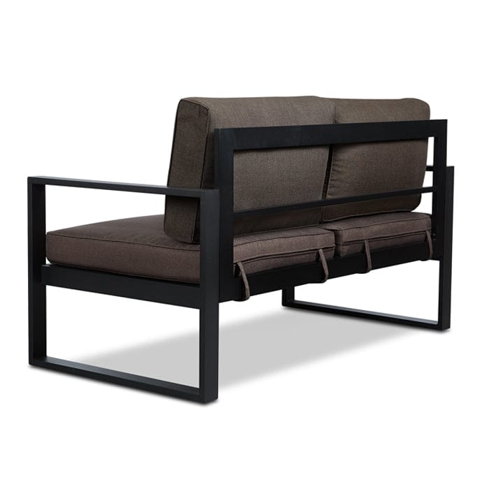 Baltic Outdoor Love Seat - Black Frame with Desert Brown Cushions - Outdoorartpross