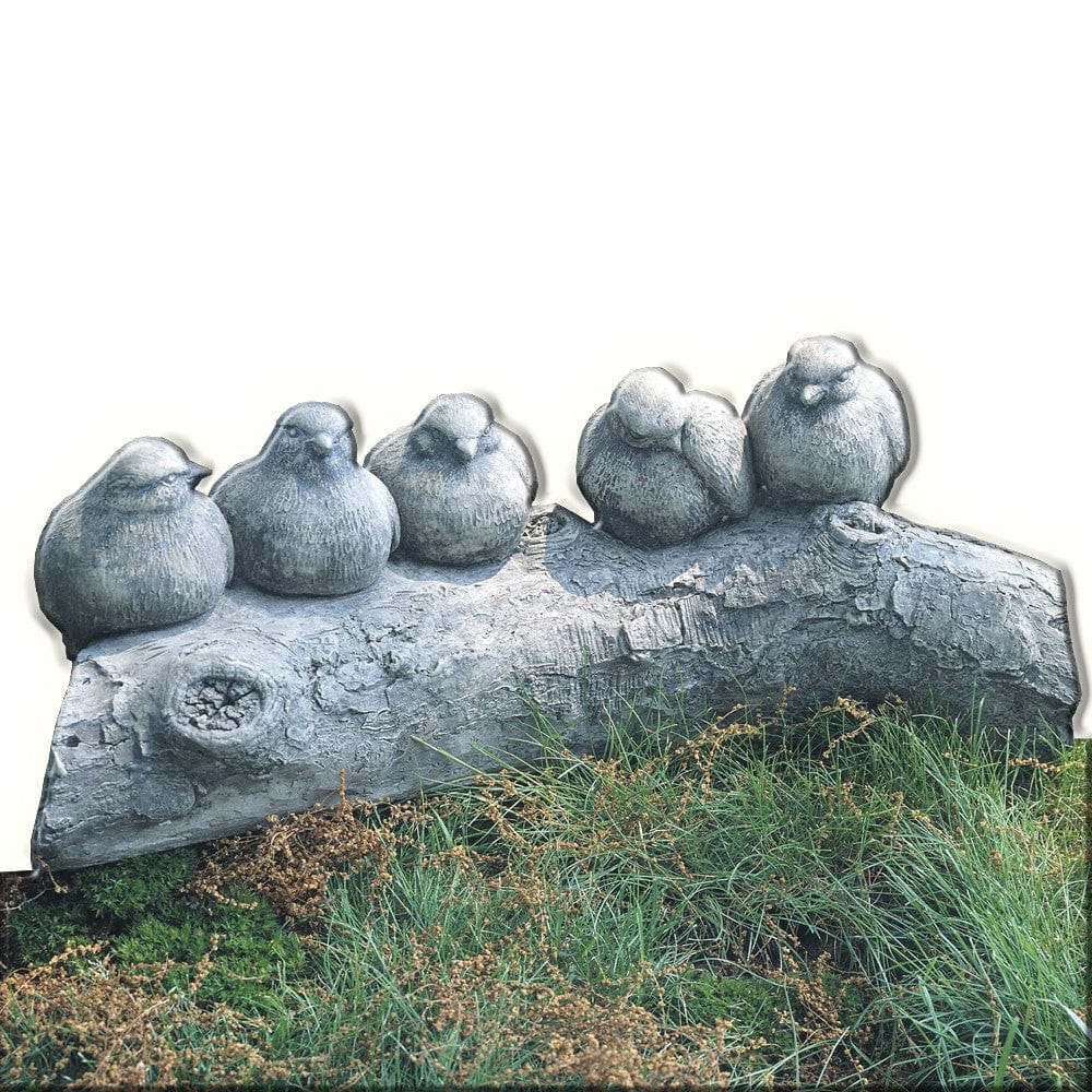 Birds on a Log Cast Stone Garden Statue - Outdoorartpross