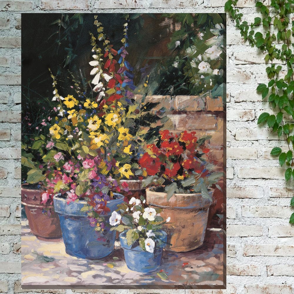 Blue Pots Outdoor Canvas Art - Outdoorartpross