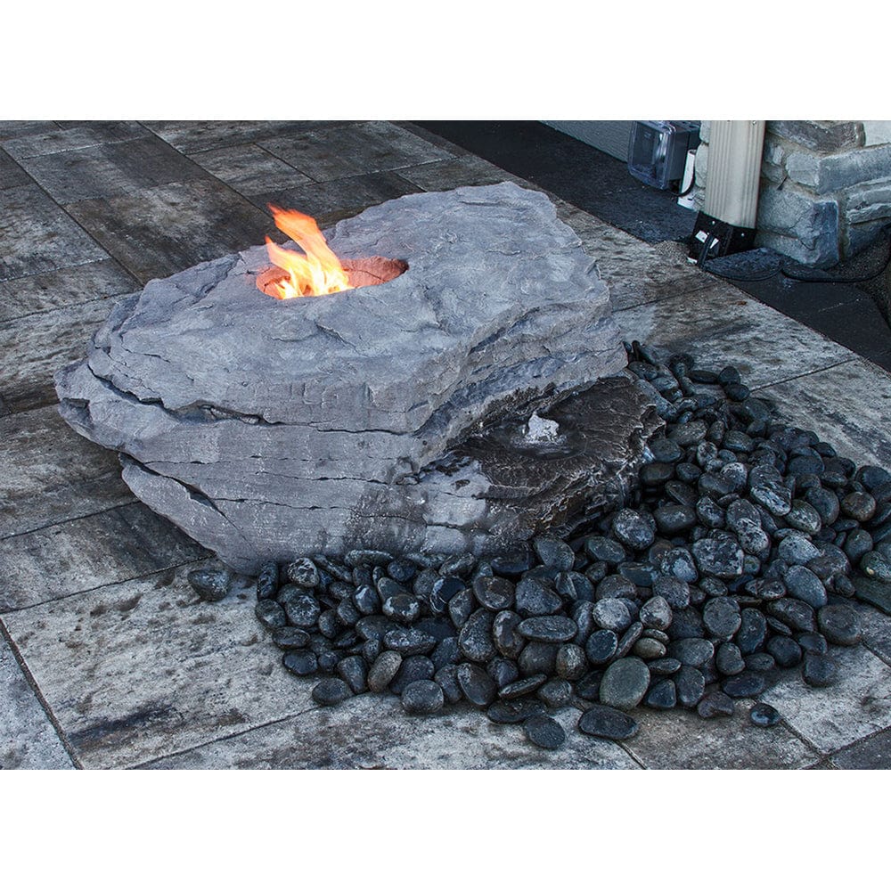 Boulder Outdoor Fire Stone Fountain - Outdoorartpross