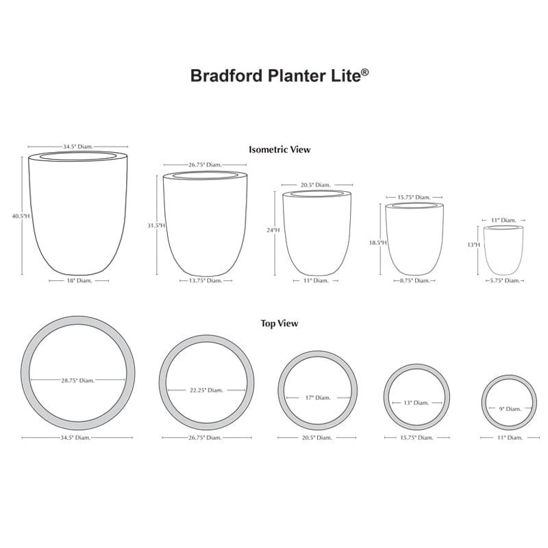 Bradford Planter Stone Grey Lite | Lite® Collection