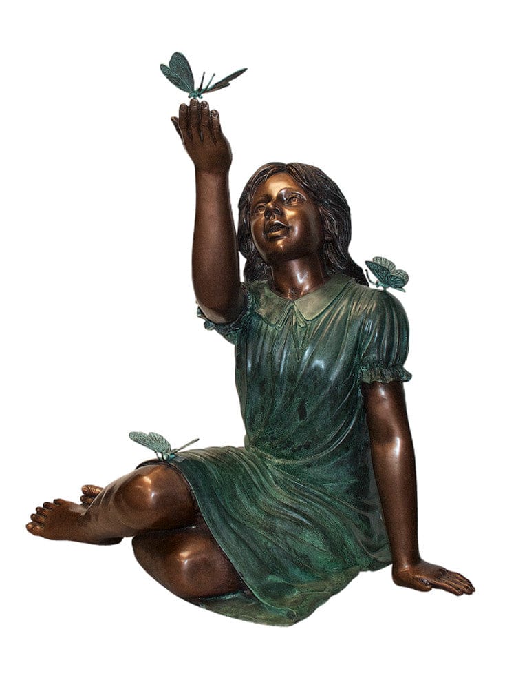 Brass Baron Butterfly Girl Statue - Brass Baron - Outdoorartpross