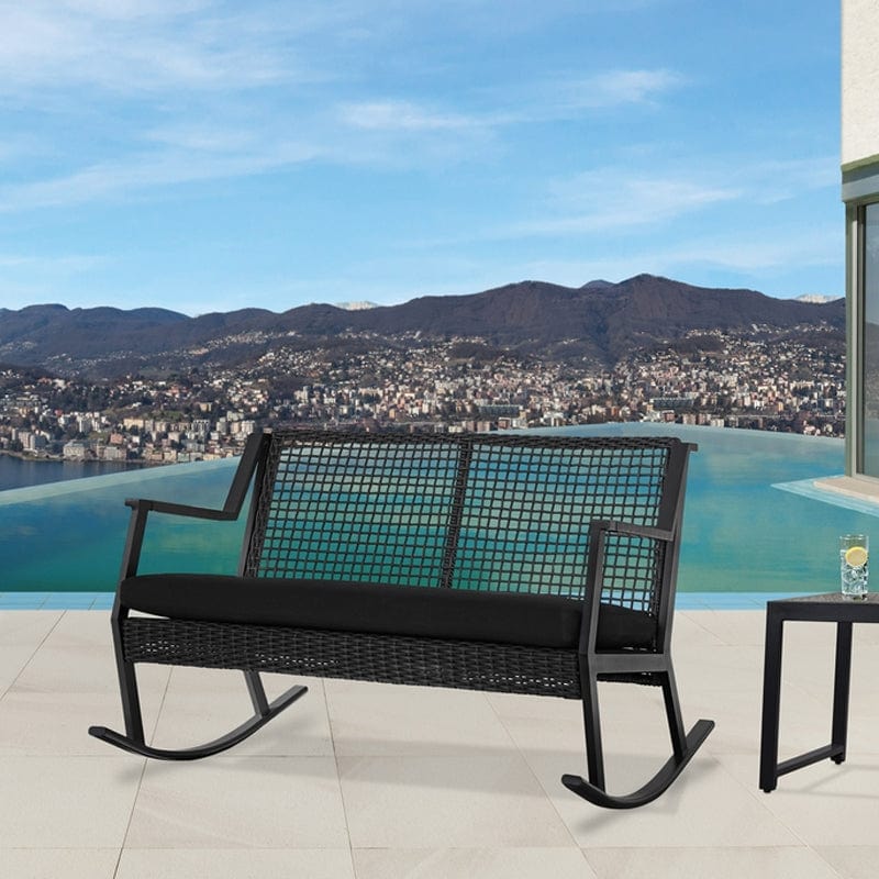 Calvin Two Seat Rocker in Black - Outdoorartpross
