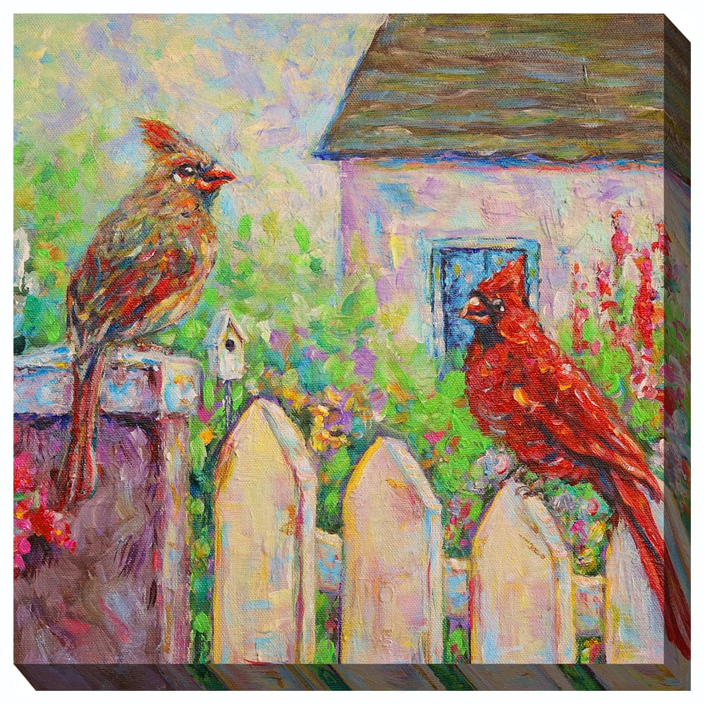 Cardinal on Fence Outdoor Canvas Art - Outdoorartpross