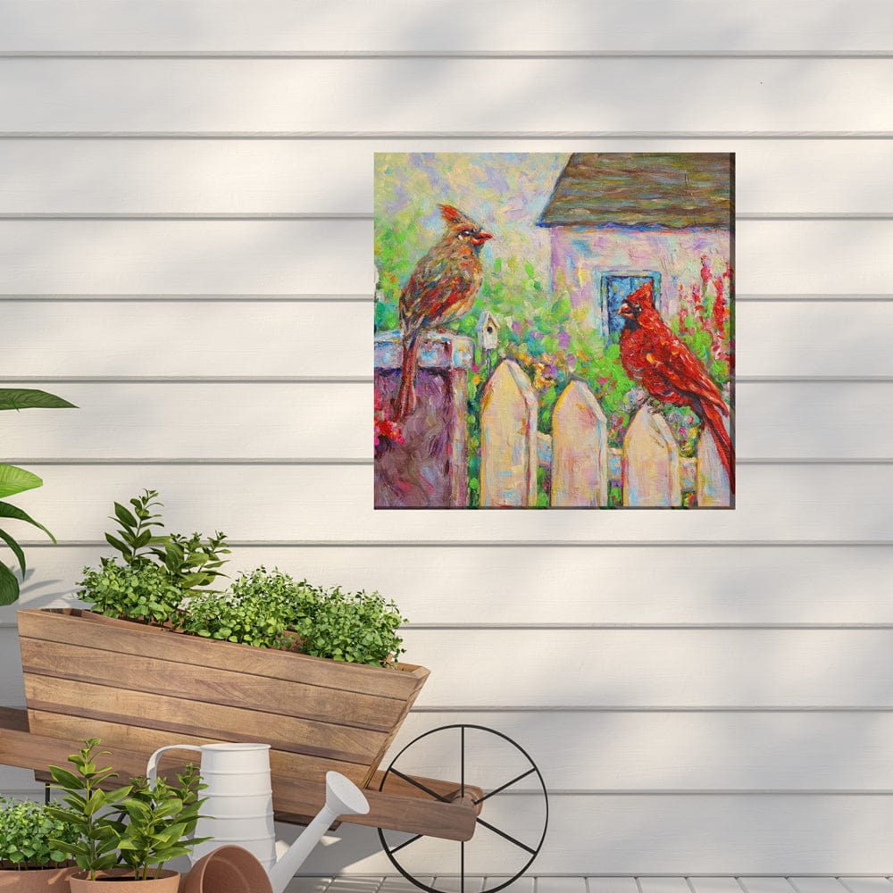 Cardinal on Fence Outdoor Canvas Art - Outdoorartpross