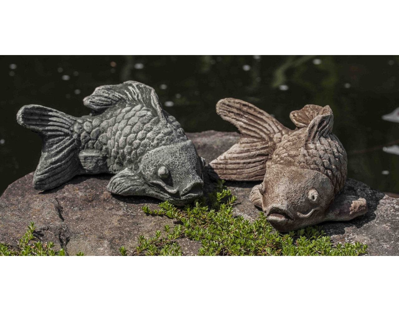 Coy Koi Cast Stone Garden Statue - Outdoorartpross