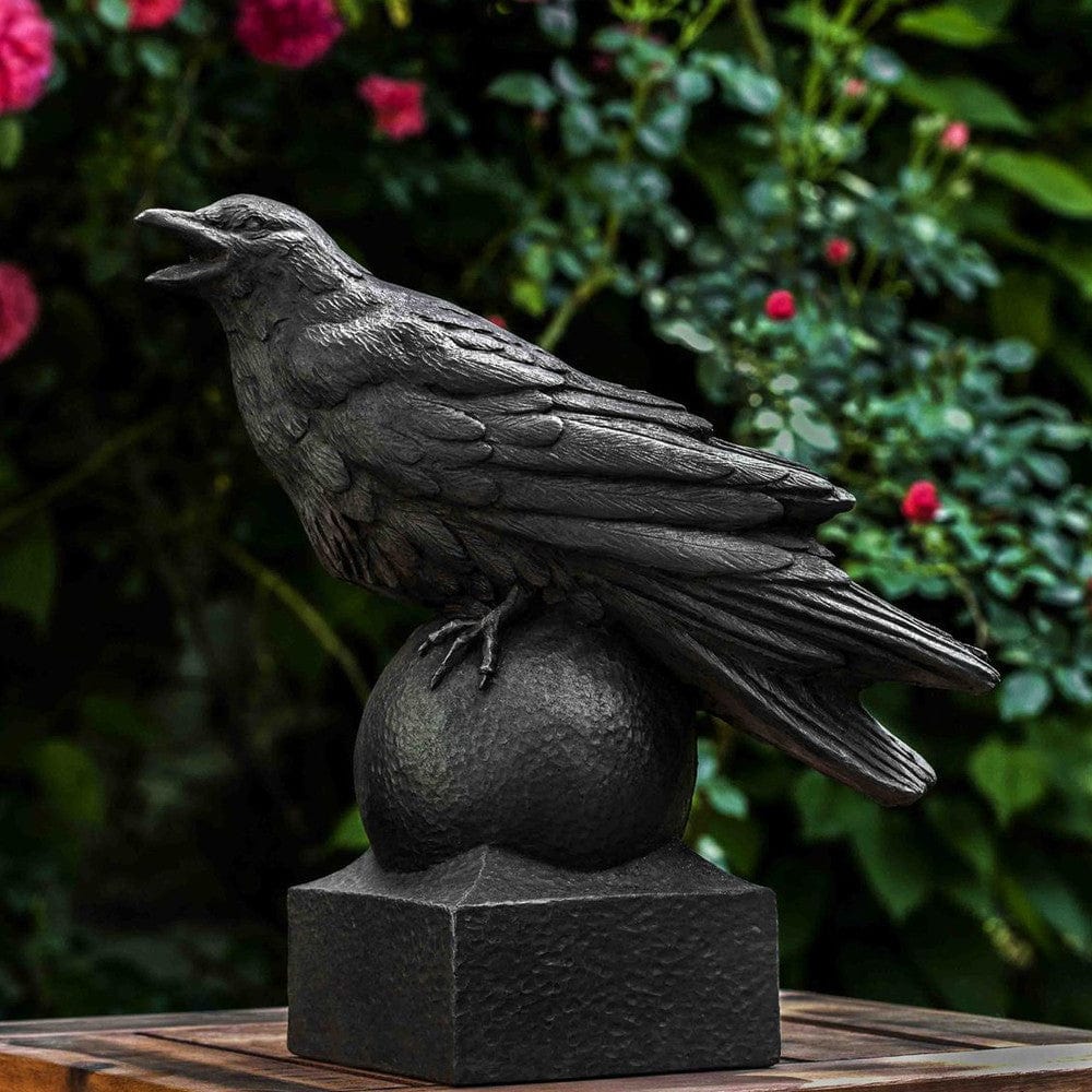 Corvus Cast Stone Garden Statue - Outdoorartpross