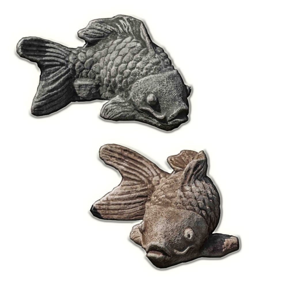 Coy Koi Cast Stone Garden Statue - Outdoorartpross