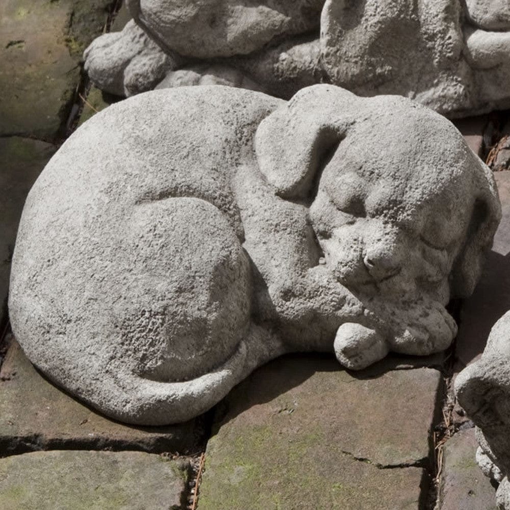 Curled Dog Small Cast Stone Garden Statue - Outdoorartpross
