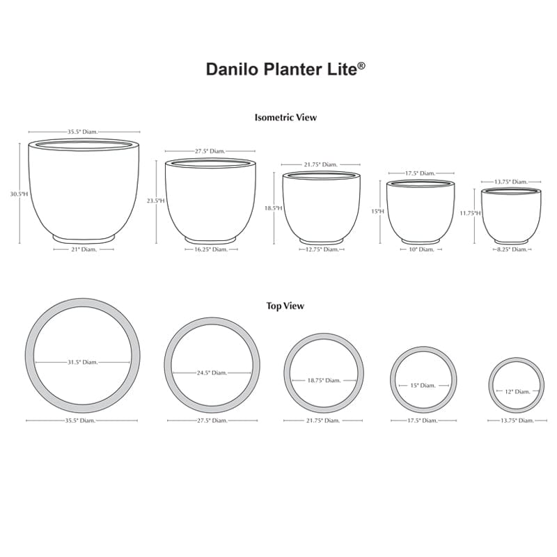 Danilo Planter Onyx Black Lite Specs - Outdoorartpross