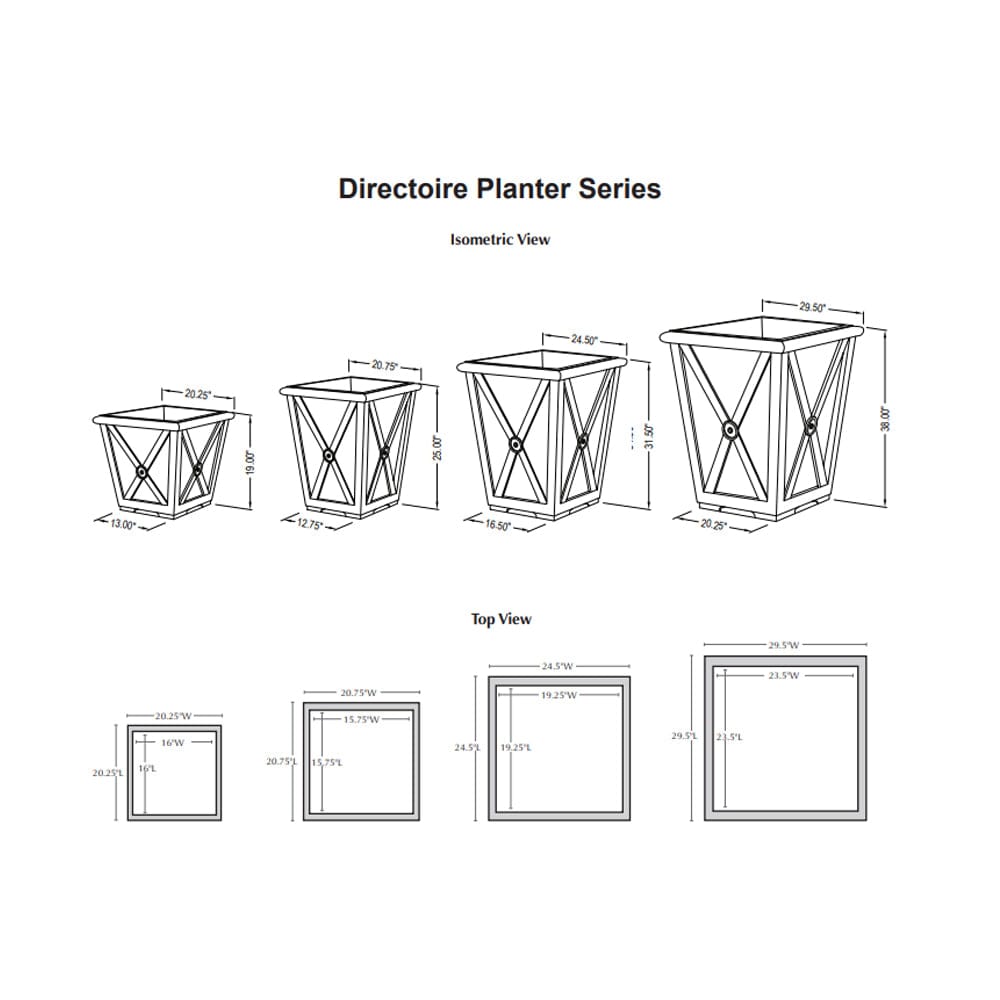 Directoire Planter Series Specs - Outdoorartpross