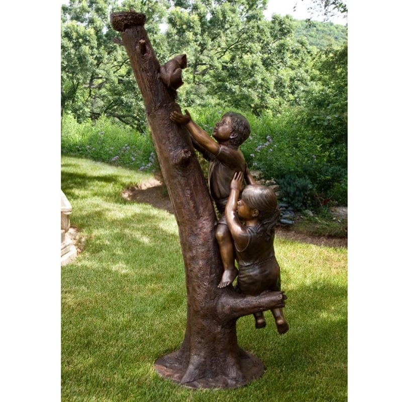 Climbing To The Rescue Brass Baron Sculpture - Brass Baron - Outdoorartpross