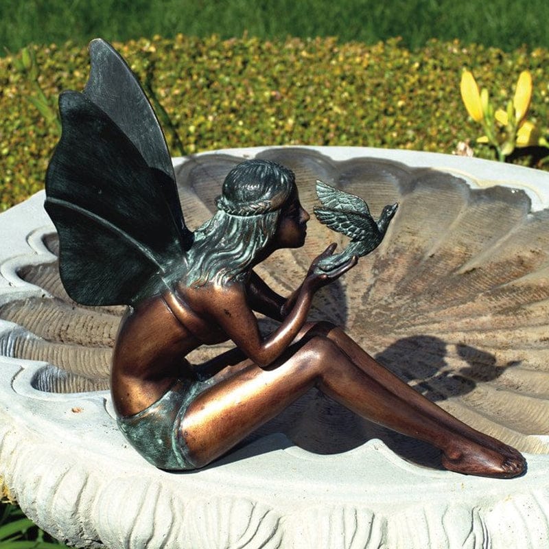 Bird Fairy Garden Statue - Brass Baron - Outdoorartpross