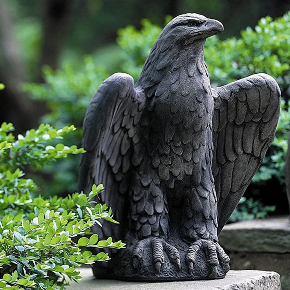 Eagle Looking Left Cast Stone Garden Statue - Outdoorartpross