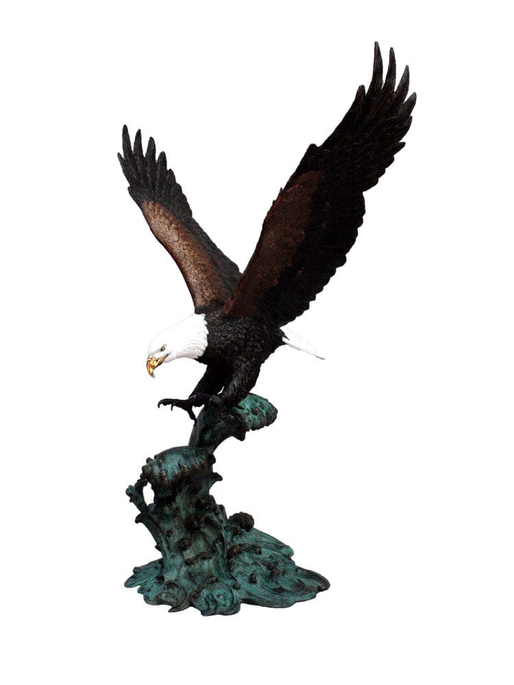 Brass Baron Eagle on Crested Waters Statue - Brass Baron - Outdoorartpross
