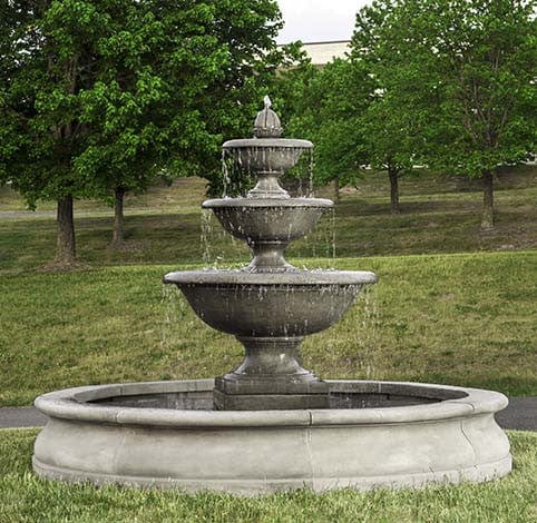 Monteros Tiered Outdoor Water Fountain in Basin - Outdoorartpross