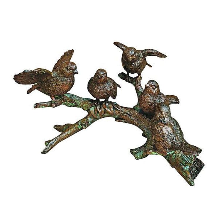 Five Birds on Branch Garden Statue - Brass Baron - Outdoorartpross