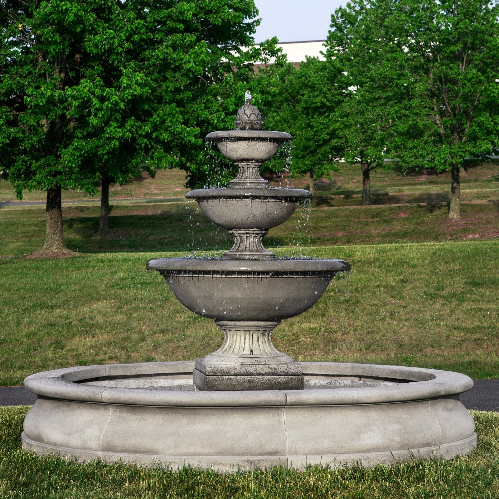 Fonthill Tiered Outdoor Water Fountain With Basin - Outdoorartpross