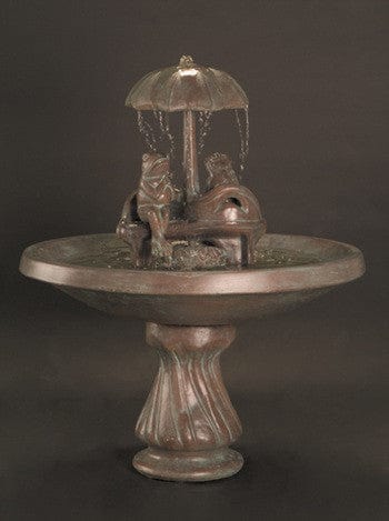 Frogs on Love Seat Cast Stone Fountain - Fountains - Outdoorartpross