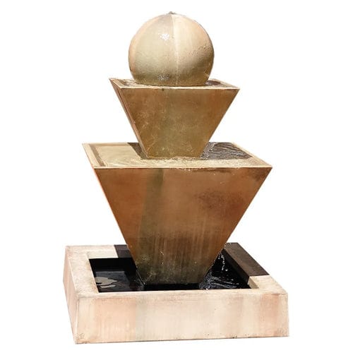 Double Oblique With Ball Outdoor Water Fountain - Fountains - Outdoorartpross