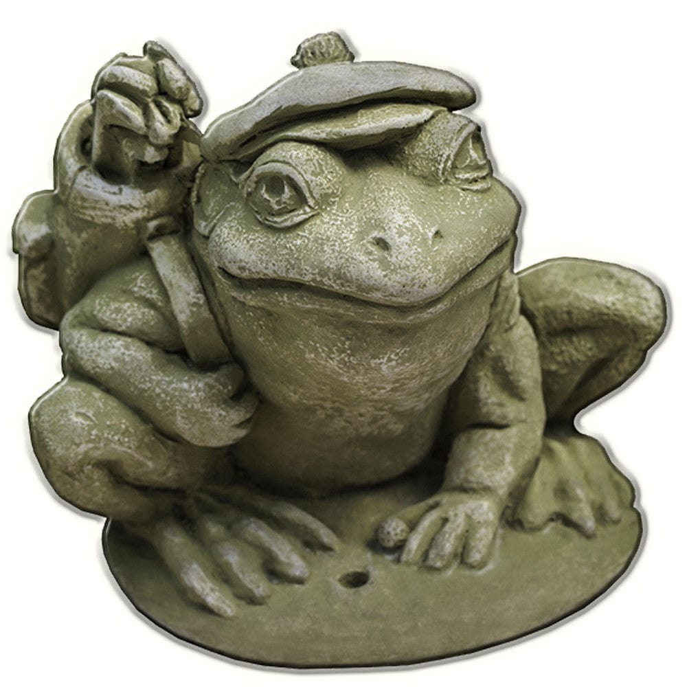 Golfer Frog Cast Stone Garden Statue -Statuary - Outdoorartpross