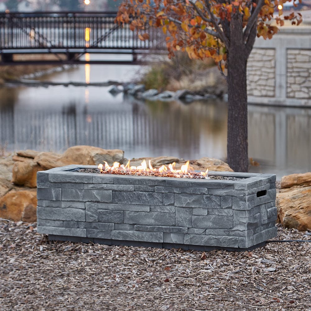 Gray Ledgestone Rectangular Fire Table - Outdoorartpross