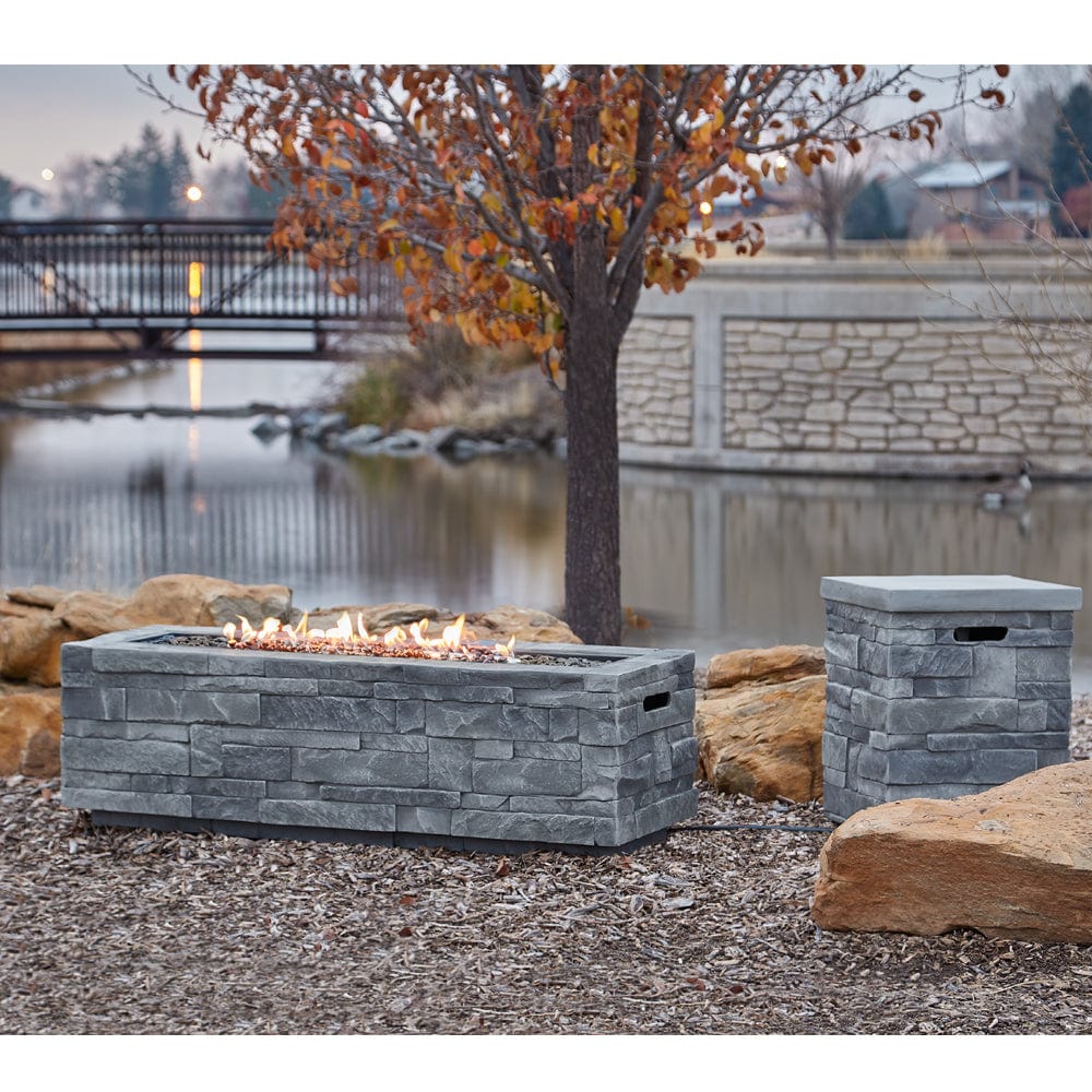 Gray Ledgestone Rectangular Fire Table - Outdoorartpross