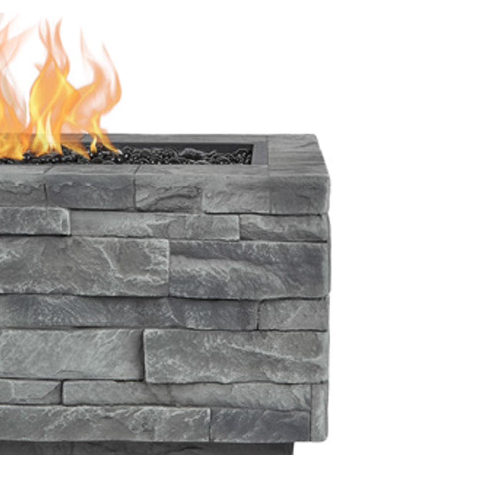 Gray Ledgestone Rectangular Fire Table - Outdoorartpross