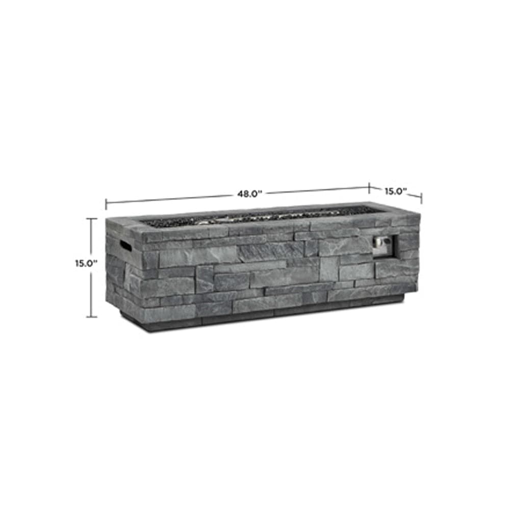 Gray Ledgestone Rectangular Fire Table - Outdoorartpross