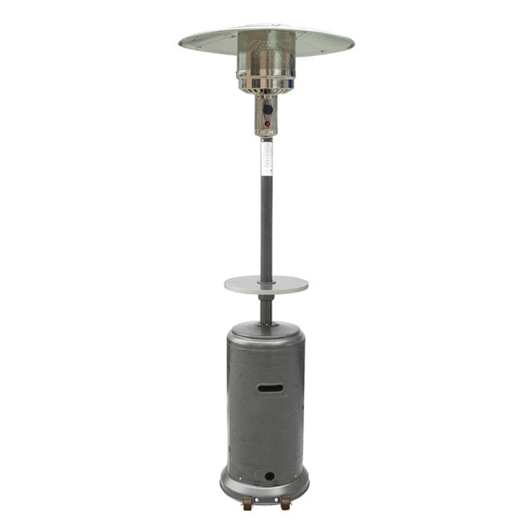 87" Tall Hammered Silver Outdoor Patio Heater with Table - Outdoorartpross