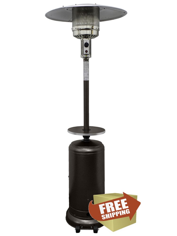 87" Tall Hammered Bronze Outdoor Patio Heater with Table - Outdoorartpross