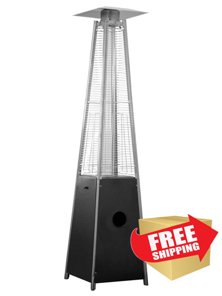 91" Tall Radiant Heat Glass Tube Outdoor Patio Heater in Matte Black  - Outdoorartpross