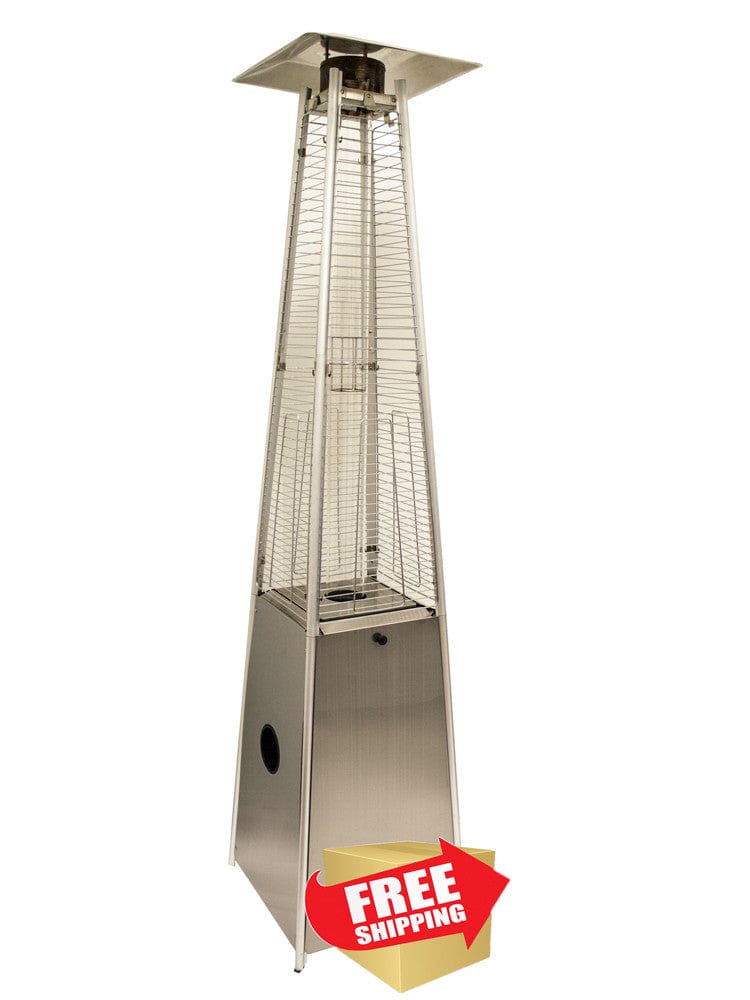 91" Tall Radiant Heat Glass Tube Outdoor Patio Heater in Stainless Steel - Outdoorartpross