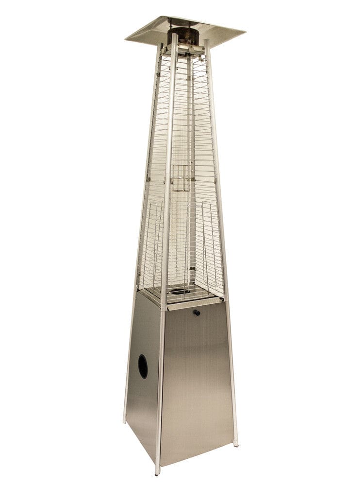 91" Tall Radiant Heat Glass Tube Outdoor Patio Heater in Stainless Steel - Outdoorartpross