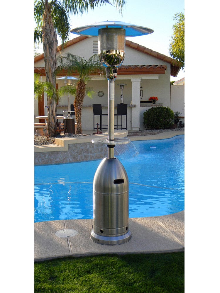 87" Tapered Stainless Steel Patio Heater with Table - Outdoorartpross