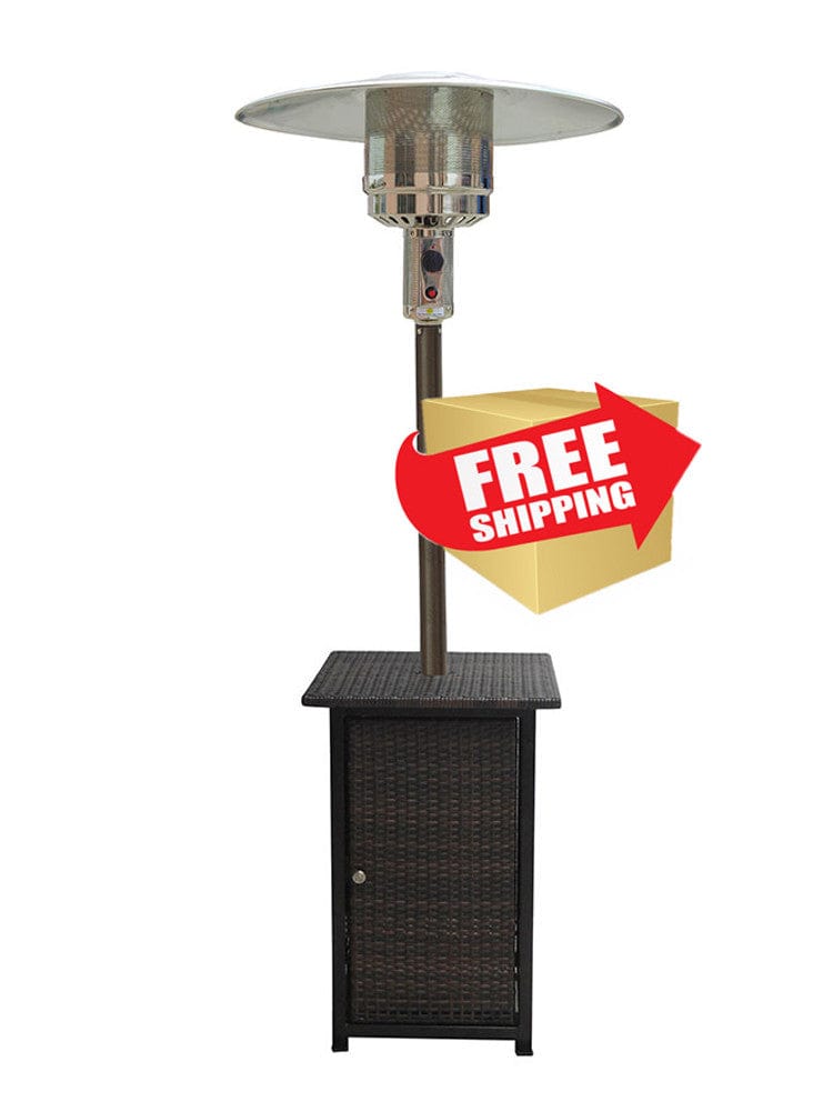 87" Tall Square Wicker Patio Heater with Table - Outdoorartpross