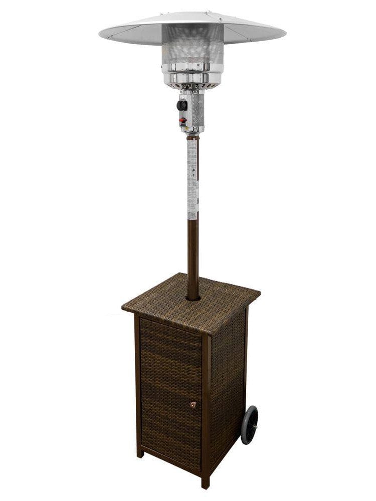 87" Tall Square Wicker Patio Heater with Table - Outdoorartpross