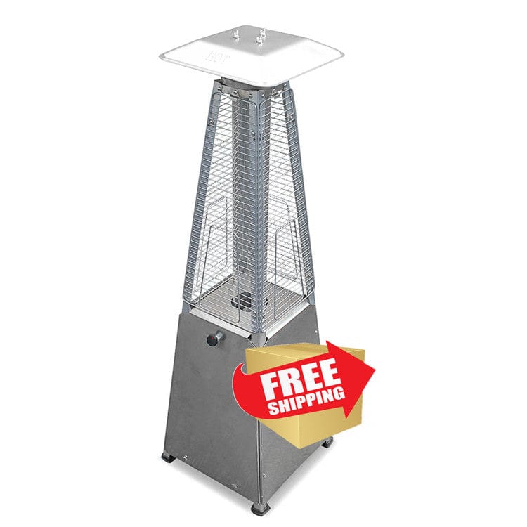 39" Radiant Heat Glass Tube Tabletop Patio Heater in Stainless Steel - Outdoorartpross