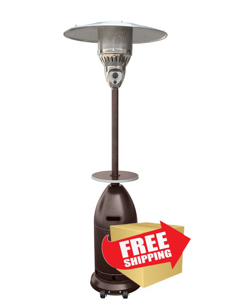 87" Tapered Hammered Bronze Outdoor Patio Heater with Table - Outdoorartpross