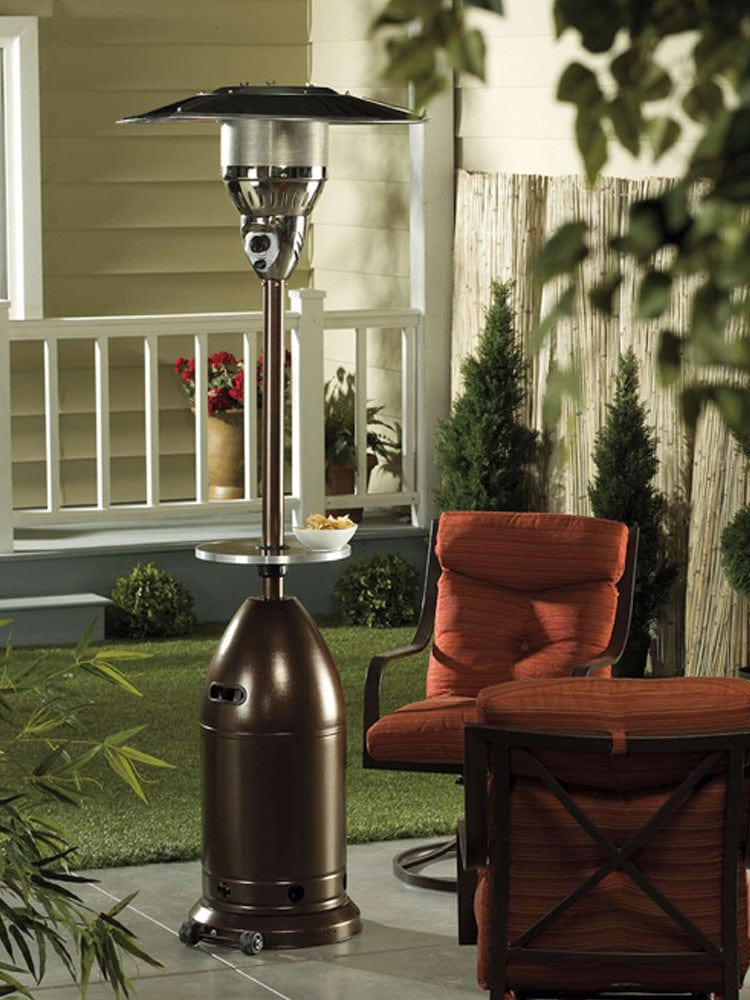 87" Tapered Hammered Bronze Outdoor Patio Heater with Table - Outdoorartpross