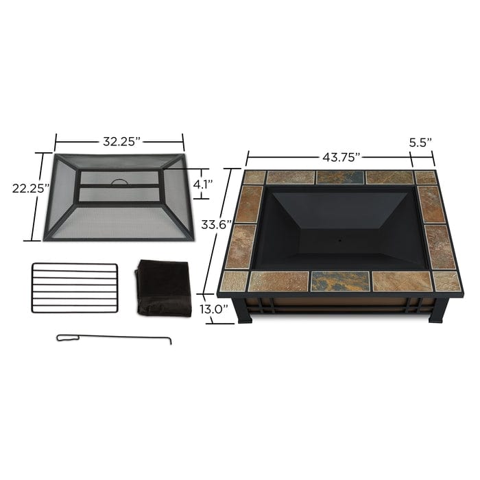 Hamilton Rectangle Wood Burning Fire Pit - Outdoorartpross