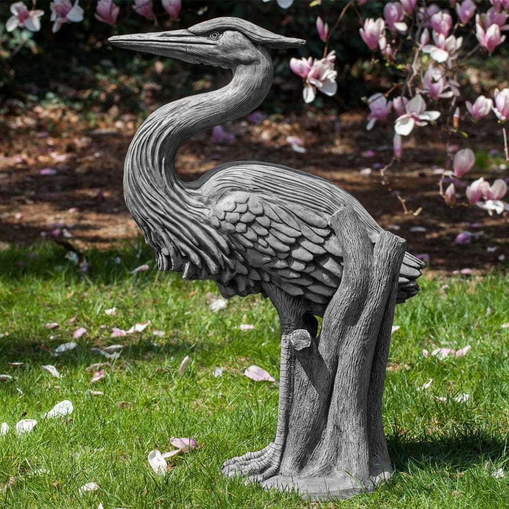 Heron Cast Stone Garden Statue - Outdoorartpross