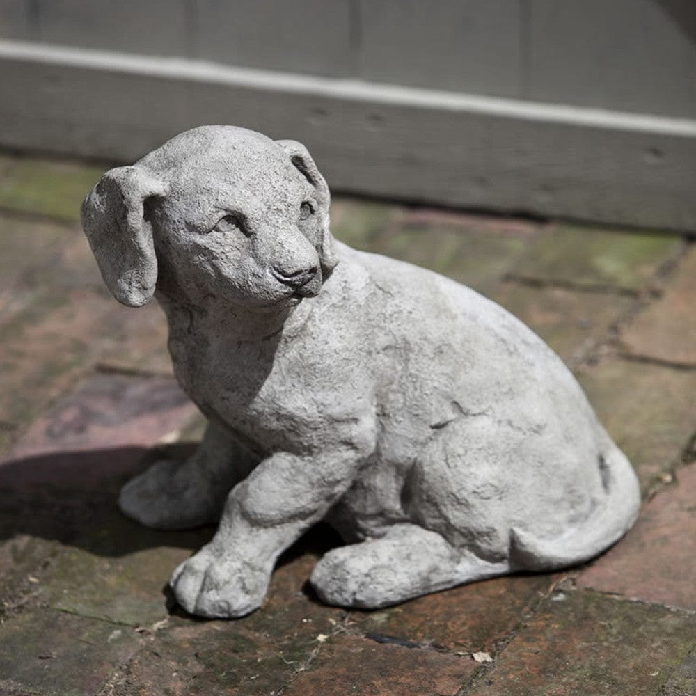 Lab Pup Cast Stone Garden Statue - Outdoorartpross