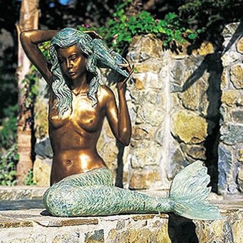 Large Bronze Mermaid Garden Accent and Pool Statuary - Brass Baron - Outdoorartpross