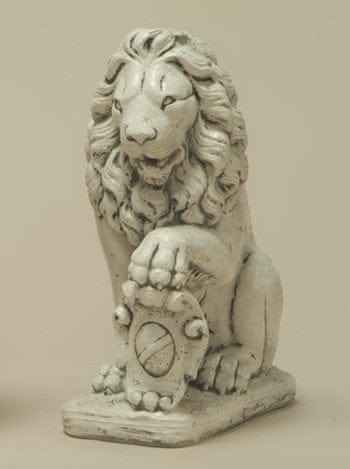 Lion with Left Paw on Shield Garden Statue - Statuary - Outdoorartpross