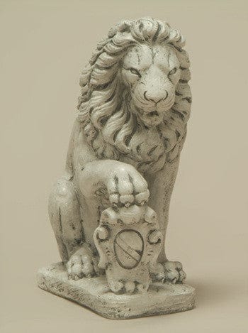 Lion with Right Paw on Shield Garden Statue - Statuary - Outdoorartpross