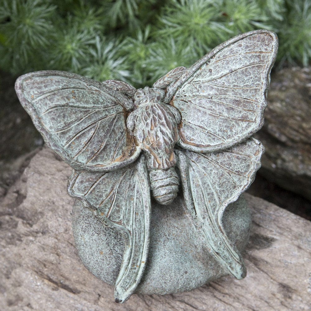 Lunar Moth Cast Stone Garden Statue - Outdoorartpross