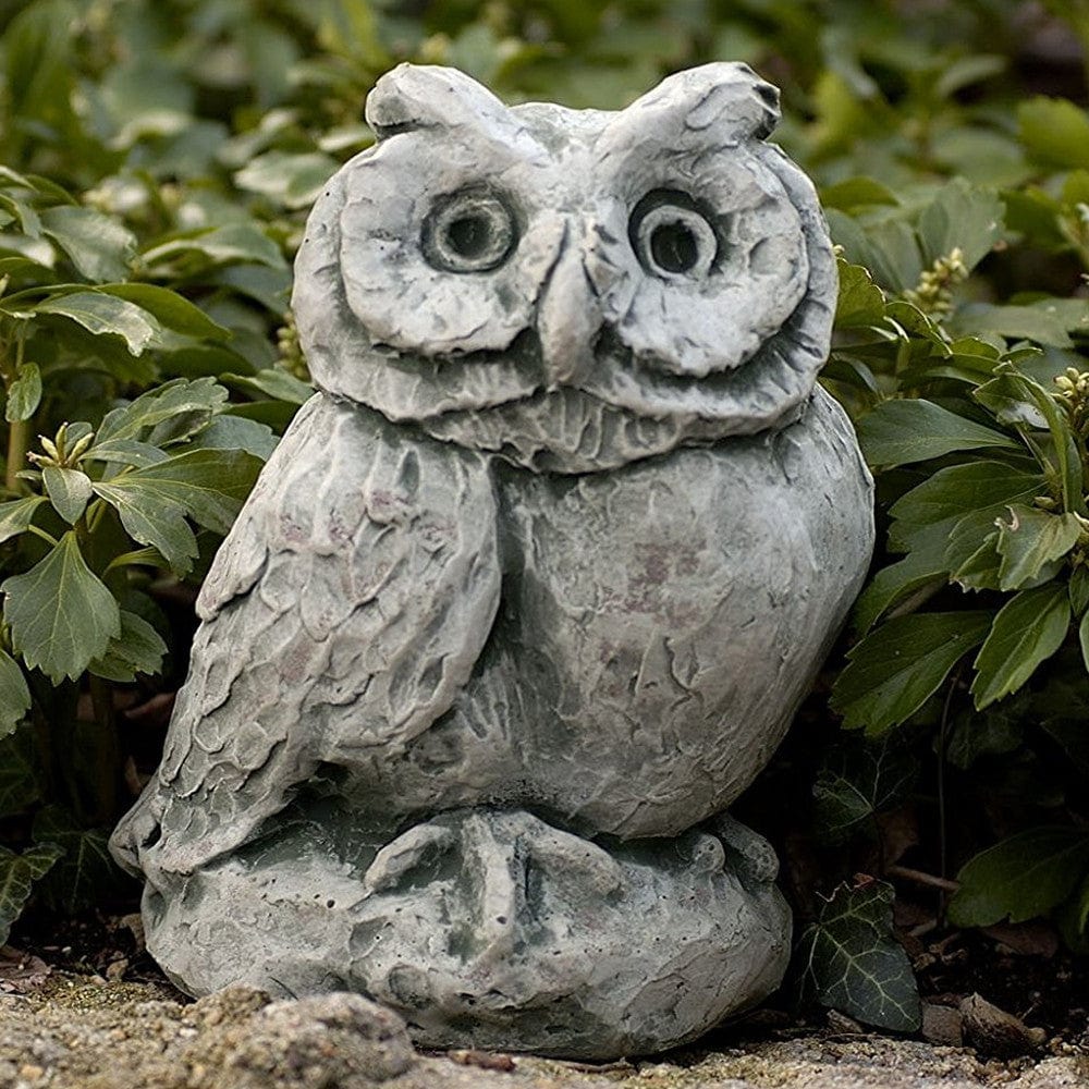 Merrie Little Owl Cast Stone Garden Statue - Outdoorartpross